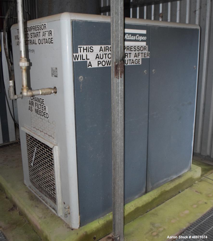 Used Atlas Copco Oil Free Rotary Screw Compressor, Model ZT 22. Air cooled, 117.2 CFM at 124 psi. Driven by a 30hp motor. Includes an Elektronikon controller. Serial# AII705773, built 2006.