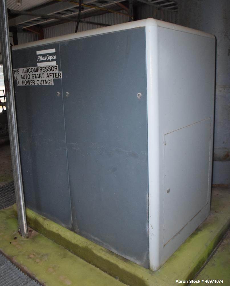 Used Atlas Copco Oil Free Rotary Screw Compressor, Model ZT 22. Air cooled, 117.2 CFM at 124 psi. Driven by a 30hp motor. Includes an Elektronikon controller. Serial# AII705773, built 2006.