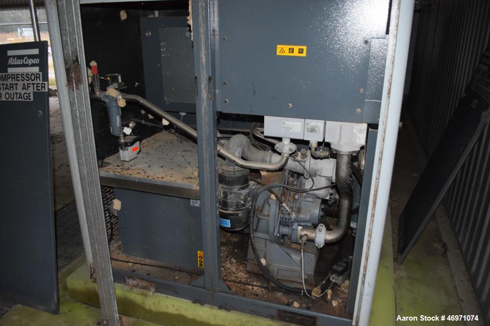 Used Atlas Copco Oil Free Rotary Screw Compressor, Model ZT 22. Air cooled, 117.2 CFM at 124 psi. Driven by a 30hp motor. Includes an Elektronikon controller. Serial# AII705773, built 2006.