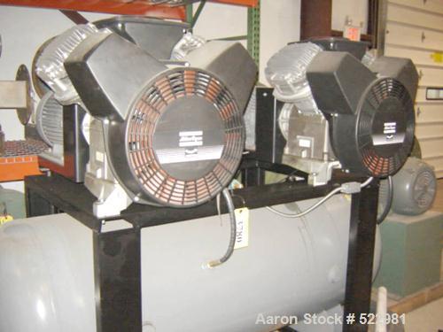 Unused-UNUSED: 100 cfm at 150 psi Atlas Copco high efficiency duplex aircompressor; two compressor/motor units mounted on common air receivertank. Air receiver tested to 250 psi at 450 deg F. 15 hp, ...