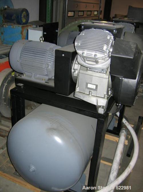 Unused-UNUSED: 100 cfm at 150 psi Atlas Copco high efficiency duplex aircompressor; two compressor/motor units mounted on common air receivertank. Air receiver tested to 250 psi at 450 deg F. 15 hp, ...