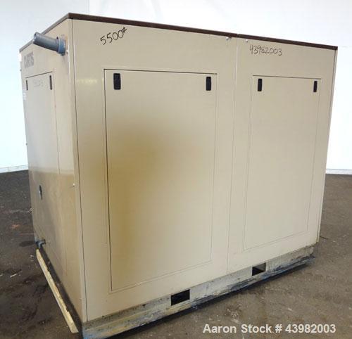 Used Curtis RS Series Rotary Screw Compressor, Model R/S-150D-A/E-E75G. Air cooled, rated 706 cfm at 125 psi. Driven by a 150 hp, 3/60/460 volt, 1780 rpm motor.  Includes a control panel and sound en...