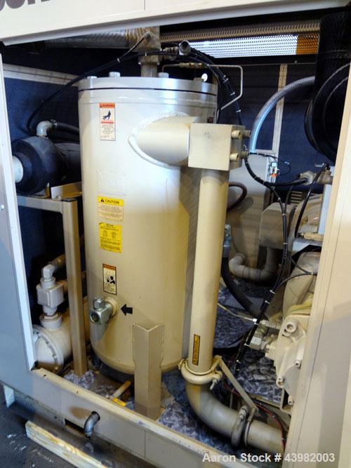 Used Curtis RS Series Rotary Screw Compressor, Model R/S-150D-A/E-E75G. Air cooled, rated 706 cfm at 125 psi. Driven by a 150 hp, 3/60/460 volt, 1780 rpm motor.  Includes a control panel and sound en...