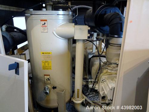 Used Curtis RS Series Rotary Screw Compressor, Model R/S-150D-A/E-E75G. Air cooled, rated 706 cfm at 125 psi. Driven by a 150 hp, 3/60/460 volt, 1780 rpm motor.  Includes a control panel and sound en...
