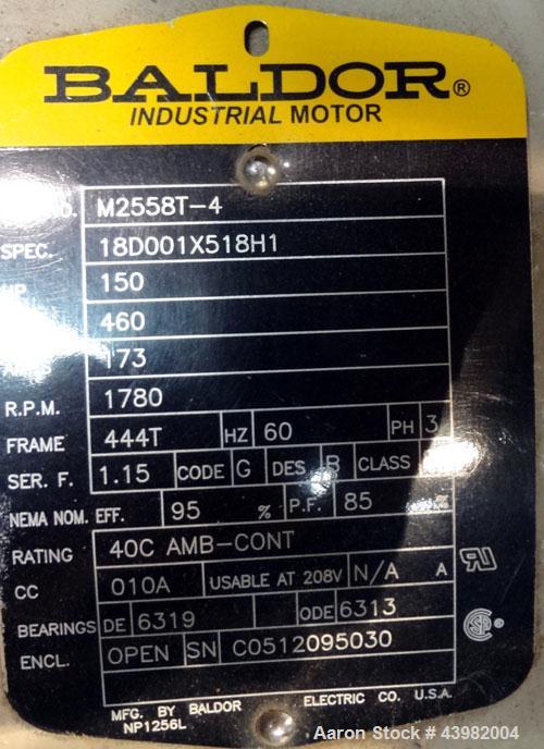 Used Curtis RS Series Rotary Screw Compressor, Model R/S-150D-A/E-E75G. Air cooled, rated 706 cfm at 125 psi. Driven by a 150 hp, 3/60/460 volt, 1780 rpm motor.  Includes a control panel and sound en...