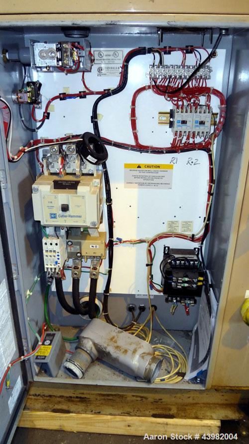 Used Curtis RS Series Rotary Screw Compressor, Model R/S-150D-A/E-E75G. Air cooled, rated 706 cfm at 125 psi. Driven by a 150 hp, 3/60/460 volt, 1780 rpm motor.  Includes a control panel and sound en...