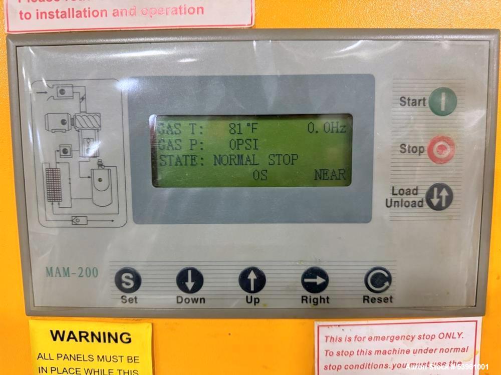 Used Eaton Dynamics Rotary Screw Air Compressor, Model EM-RTS3-75 – 75 HP, 300.2 SCFM, 145 PSI with EDRYHT0402 Air Dryer