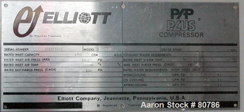 Used Elliot Centrifugal Compressor, Model PAP180-DA-3