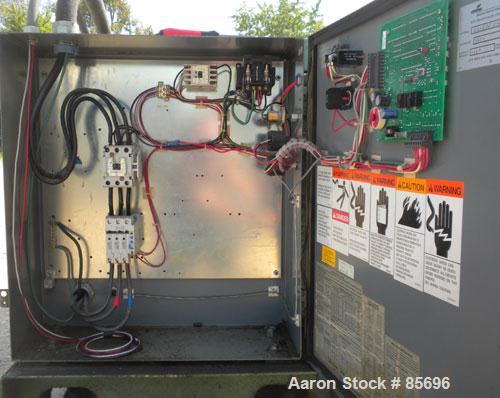 Used Gardner Denver Rotary Screw Compressor, Model EDEQJB-AAGA99C, air cooled. Approximately 221 cfm at 100 psi at 4795 rpm. Driven by a 50 hp, 3/60/460 volt, 1725 rpm motor. Unit includes control pa...