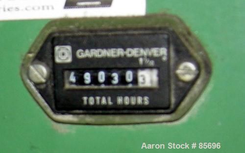 Used Gardner Denver Rotary Screw Compressor, Model EDEQJB-AAGA99C, air cooled. Approximately 221 cfm at 100 psi at 4795 rpm. Driven by a 50 hp, 3/60/460 volt, 1725 rpm motor. Unit includes control pa...
