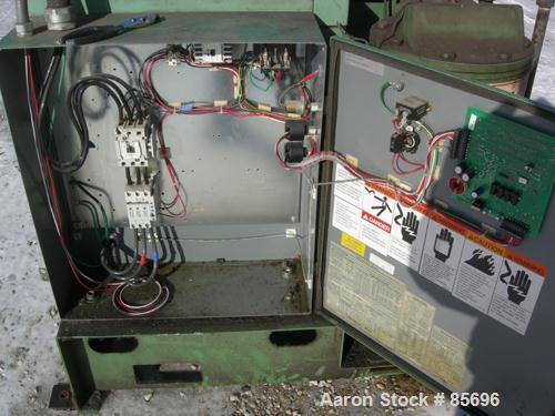 Used Gardner Denver Rotary Screw Compressor, Model EDEQJB-AAGA99C, air cooled. Approximately 221 cfm at 100 psi at 4795 rpm. Driven by a 50 hp, 3/60/460 volt, 1725 rpm motor. Unit includes control pa...