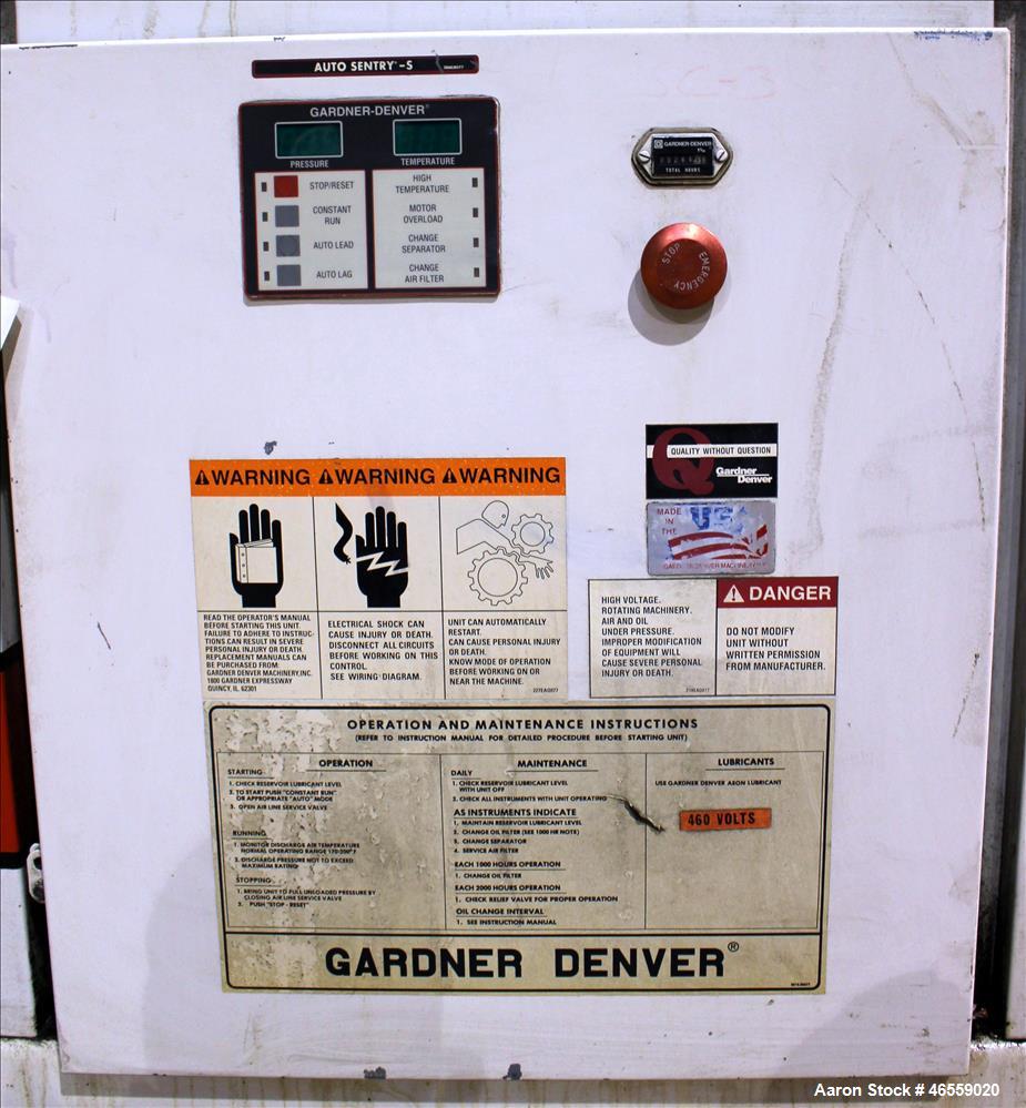 Used- Gardner Denver Electra-Screw Rotary Screw Air Compressor, Model EDEQJF.