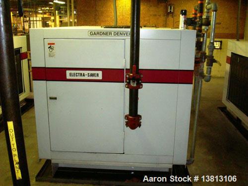Used Gardner-Denver 150 hp Air Compressor, Model EDHQMA AACAACC.150 HP air compressor with 100 psi operating pressure. Water cooled. 3/60/480V. Year 2001. SN-S114423.