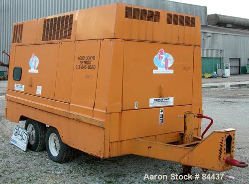 USED: Gardner Denver portable diesel air compressor, approximate 8000 cfm. 70 gallon fuel tank, tandem axle trailer with pintle hitch, 1300 hours on meter.