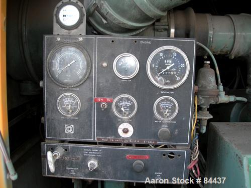 USED: Gardner Denver portable diesel air compressor, approximate 8000 cfm. 70 gallon fuel tank, tandem axle trailer with pintle hitch, 1300 hours on meter.