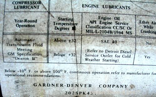 USED: Gardner Denver portable diesel air compressor, approximate 8000 cfm. 70 gallon fuel tank, tandem axle trailer with pintle hitch, 1300 hours on meter.