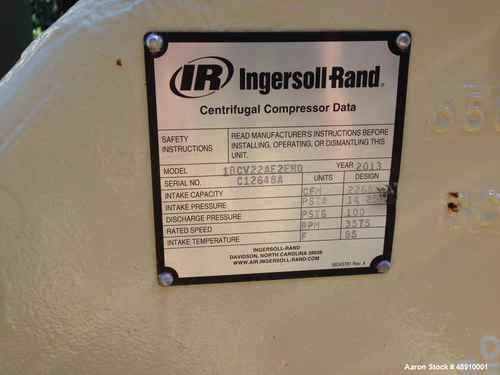 Used- Ingersoll Rand Centec Air Compressor, Model 1BCV22AE2EHD, 500 hp. Yr. 2013