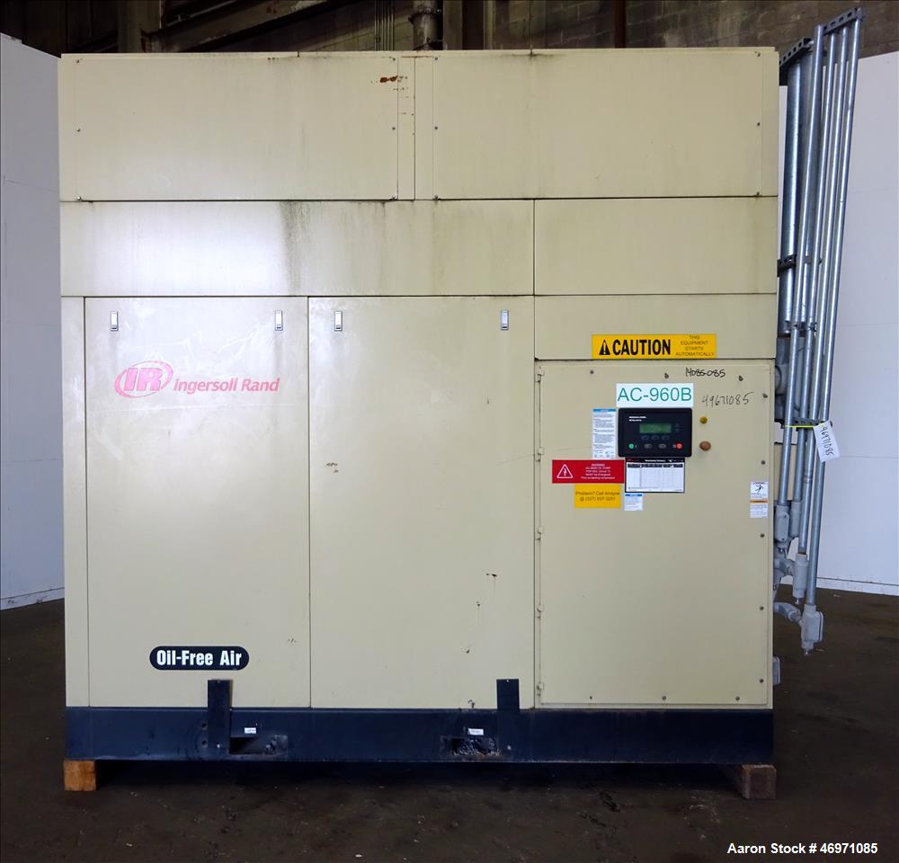 Used Ingersoll-Rand Sierra Air Cooled Rotary Screw Air Compressor, Model H350A. Capacity 1501 CFM, rated operating pressure 125 psig. Driven by a 350hp, 3/60/460 volt, 1788 rpm motor. Includes an Int...