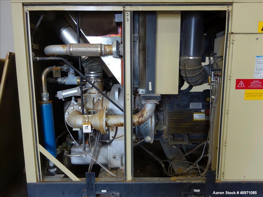 Used Ingersoll-Rand Sierra Air Cooled Rotary Screw Air Compressor, Model H350A. Capacity 1501 CFM, rated operating pressure 125 psig. Driven by a 350hp, 3/60/460 volt, 1788 rpm motor. Includes an Int...