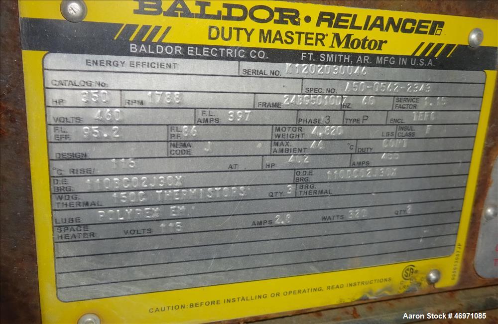 Used Ingersoll-Rand Sierra Air Cooled Rotary Screw Air Compressor, Model H350A. Capacity 1501 CFM, rated operating pressure 125 psig. Driven by a 350hp, 3/60/460 volt, 1788 rpm motor. Includes an Int...