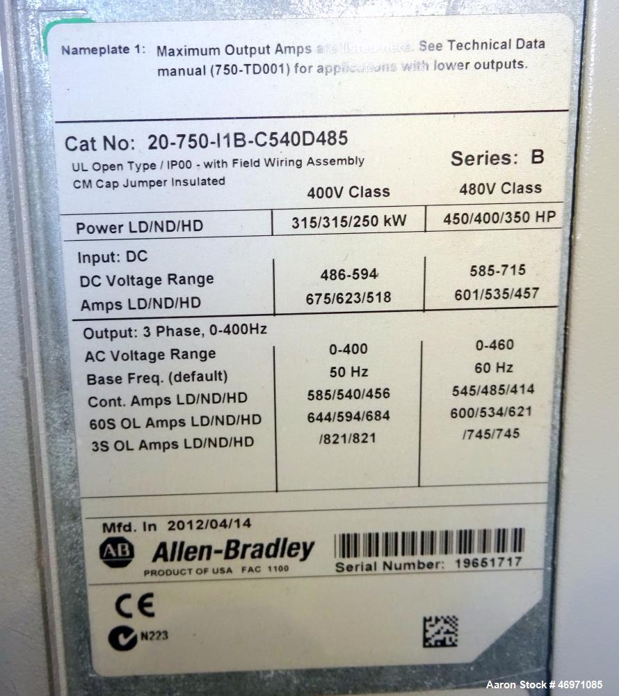 Used Ingersoll-Rand Sierra Air Cooled Rotary Screw Air Compressor, Model H350A. Capacity 1501 CFM, rated operating pressure 125 psig. Driven by a 350hp, 3/60/460 volt, 1788 rpm motor. Includes an Int...