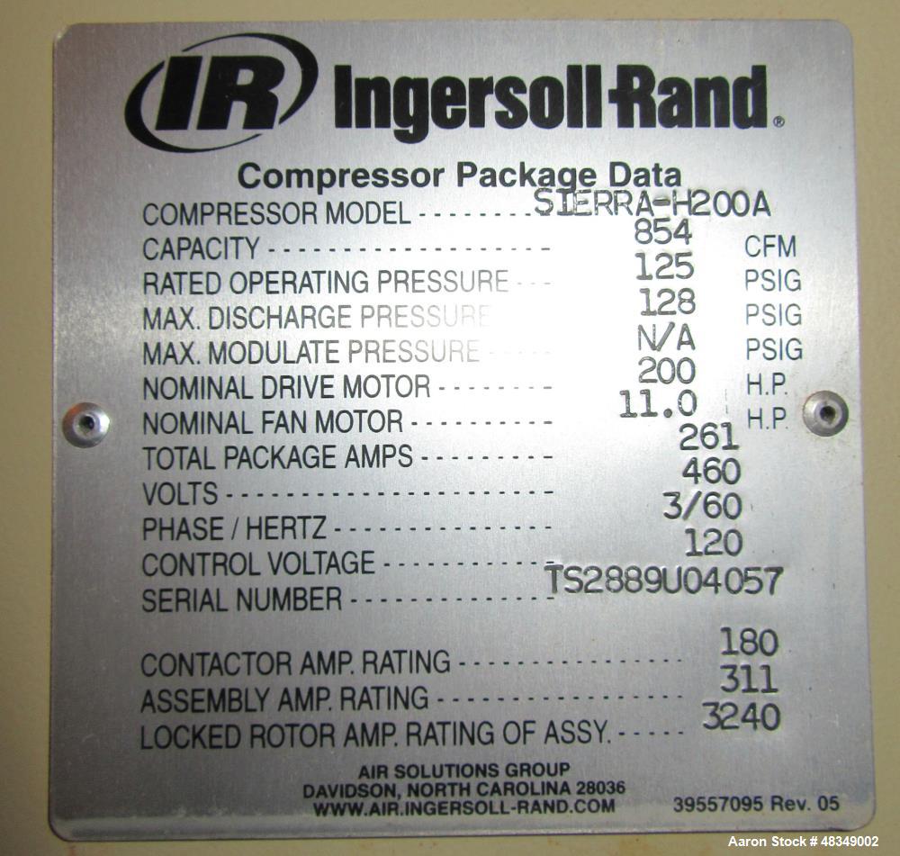 Used Ingersoll-Rand Oil-Free Air Compressor, Model SIERRA-H200A.