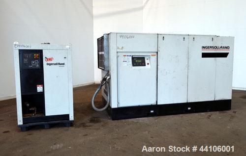 Used Ingersoll-Rand Air Cooled Rotary Screw Air Compressor, Model SSR-EP125. Capacity 571 CFM, rated operating pressure 125 psig, maximum discharge pressure 128 psig, maximum modulate pressure 135 ps...