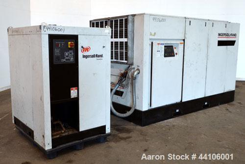 Used Ingersoll-Rand Air Cooled Rotary Screw Air Compressor, Model SSR-EP125. Capacity 571 CFM, rated operating pressure 125 psig, maximum discharge pressure 128 psig, maximum modulate pressure 135 ps...