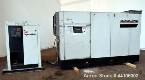 Used Ingersoll-Rand Air Cooled Rotary Screw Air Compressor, Model SSR-EP125. Capacity 571 CFM, rated operating pressure 125 psig, maximum discharge pressure 128 psig, maximum modulate pressure 135 ps...