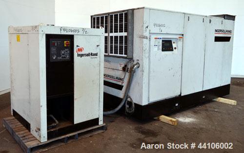 Used Ingersoll-Rand Air Cooled Rotary Screw Air Compressor, Model SSR-EP125. Capacity 571 CFM, rated operating pressure 125 psig, maximum discharge pressure 128 psig, maximum modulate pressure 135 ps...