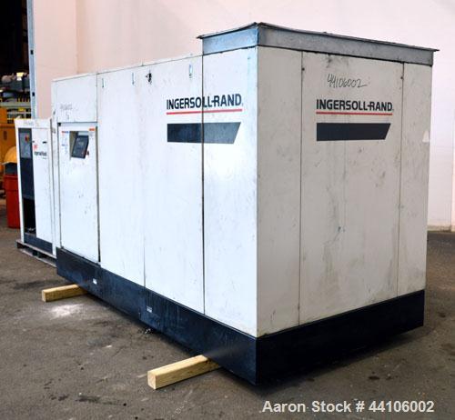 Used Ingersoll-Rand Air Cooled Rotary Screw Air Compressor, Model SSR-EP125. Capacity 571 CFM, rated operating pressure 125 psig, maximum discharge pressure 128 psig, maximum modulate pressure 135 ps...
