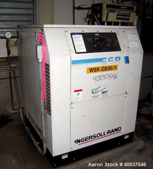 Used- Ingeroll Rand Rotary Screw Air Compressor, model SSR-EP30SE. 117 CFM at 125 psi. Driven by a 30 hp,3/60/230/460 volt m...