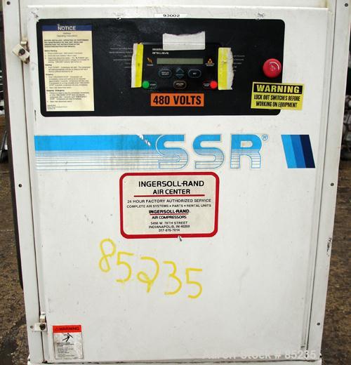 USED: Ingersoll Rand rotary screw compressor, model SSR-EP50SE, aircooled. Approx 198 scfm, operating 125 psi. Driven by a 50 hp, 3/60/230/460 volt, 3450 rpm motor. Includes an IR Intellisys digitalc...