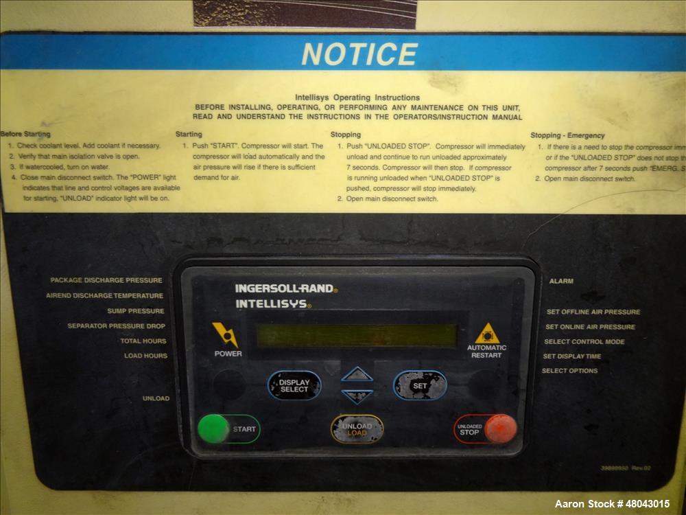 Used Ingersoll-Rand Air Cooled Rotary Screw Air Compressor, Model SSR-EPE50.