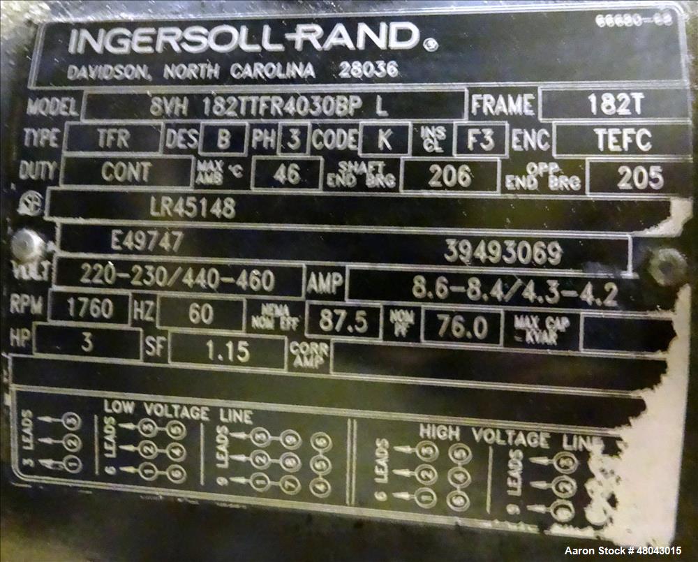 Used Ingersoll-Rand Air Cooled Rotary Screw Air Compressor, Model SSR-EPE50.