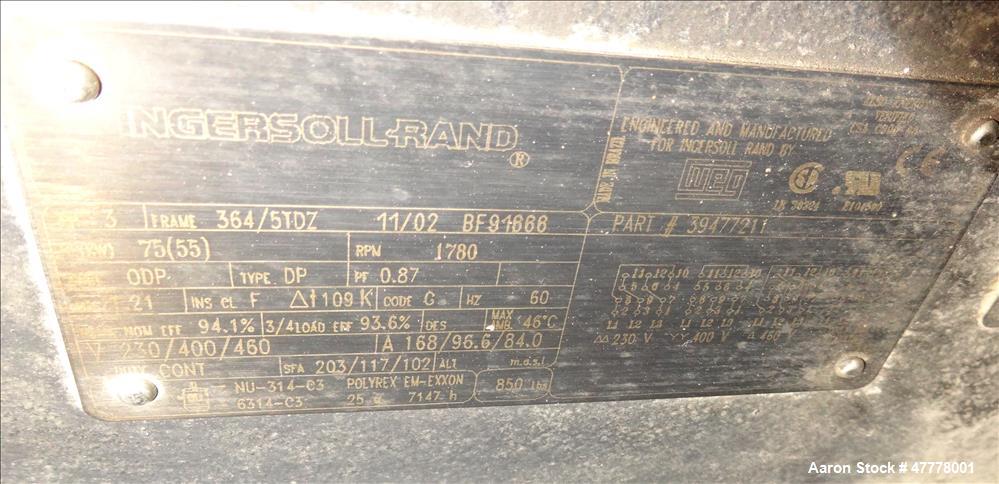 Used Ingersoll-Rand Rotary Screw Air Compressor, Model SSR-HP75.