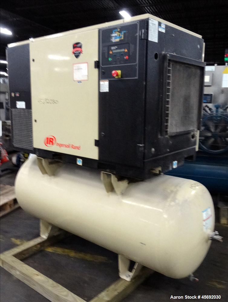 Used Ingersoll-Rand Air Cooled Rotary Screw Air Compressor, Model UP6 30-150. Capacity 112 cfm, rated operating pressure 150 psig. 240 gallon capacity tank. Driven by an approximately 30 hp motor. In...