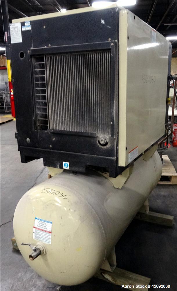 Used Ingersoll-Rand Air Cooled Rotary Screw Air Compressor, Model UP6 30-150. Capacity 112 cfm, rated operating pressure 150 psig. 240 gallon capacity tank. Driven by an approximately 30 hp motor. In...
