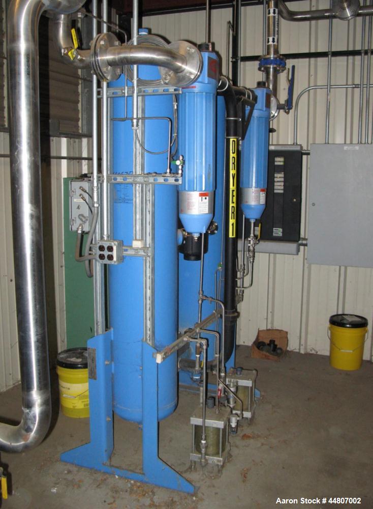 Used Kobelco KNW Series Two Stage Oil Free Rotary Screw Compressor, Model KNW A0-B/H. Air cooled. Rated approximately 223 cfm at 150 psig. Driven by a 60 hp motor. Enclosed in a sound dampening cabin...