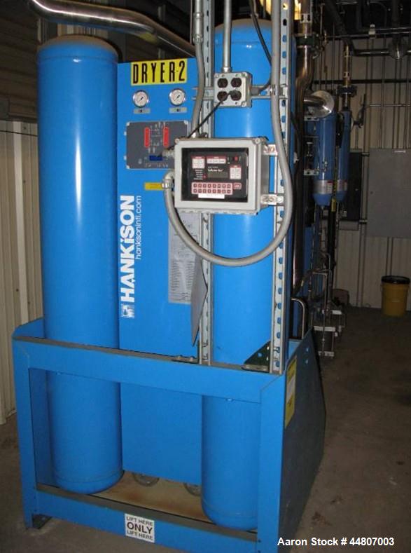 Used Kobelco KNW Series Two Stage Oil Free Rotary Screw Compressor, Model KNW A0-B/H. Air cooled. Rated approximately 223 cfm at 150 psig. Driven by a 60 hp motor. Enclosed in a sound dampening cabin...