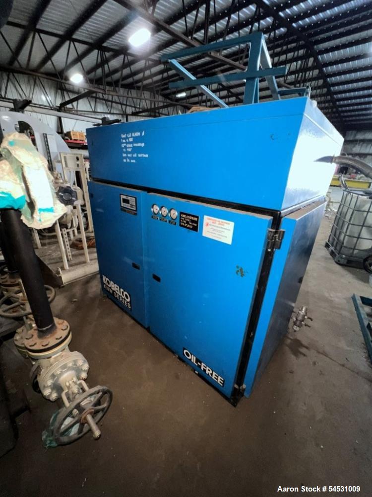 Used 75 HP Kobelco Screw Type Air Compressor KNW Series, includes SPX Hankison Air Dryer Model HES280
