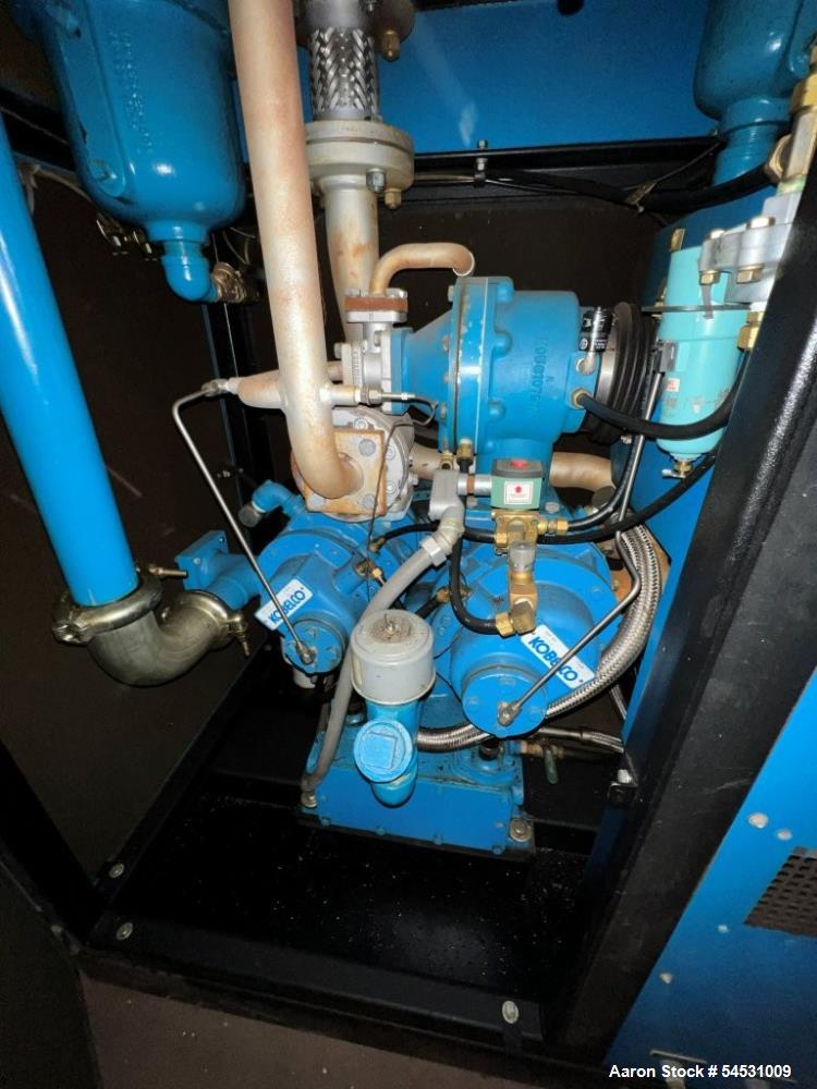 Used 75 HP Kobelco Screw Type Air Compressor KNW Series, includes SPX Hankison Air Dryer Model HES280