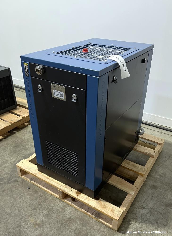 Used Kaishan Deltech Single Stage Rotary Air Compressor, Model KRSB-7.5. 24CFM. Driven by a 5.5kw (7.5hp) 3/60/208-230/460v 3540rpm motor. Rated 125 psi discharge pressure, Serial# 407682, built 2022...