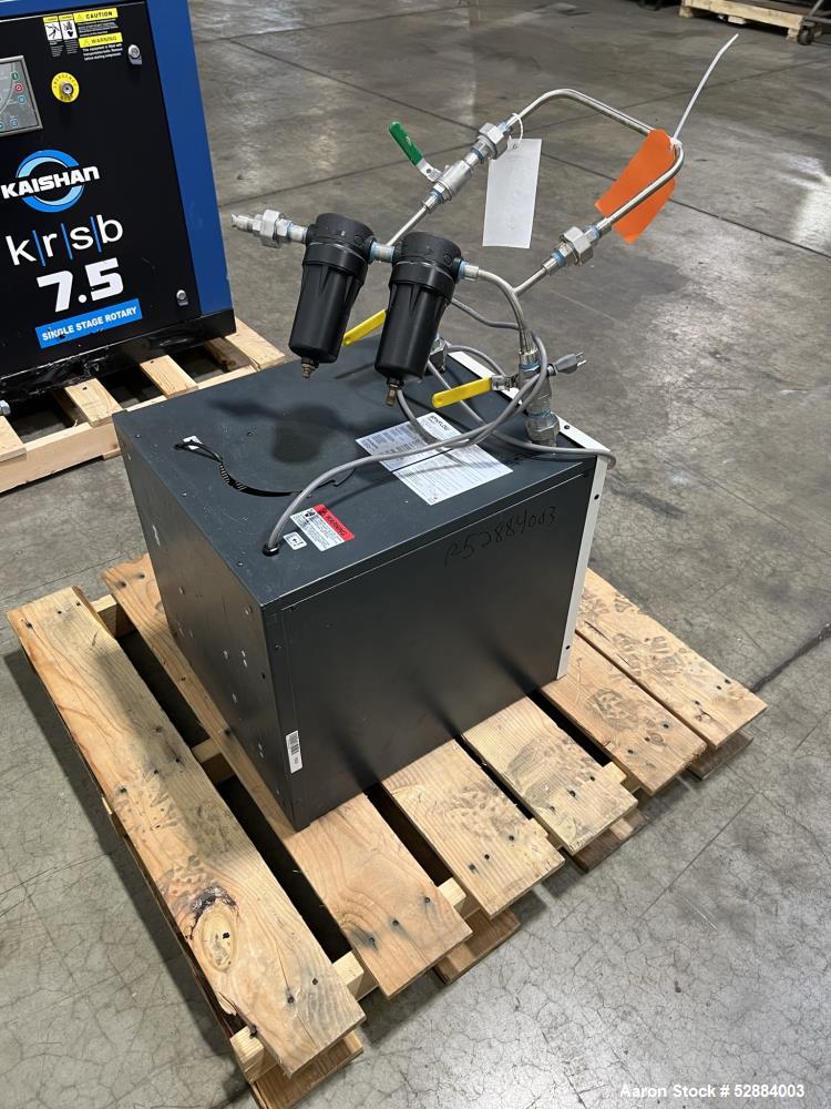 Used Kaishan Deltech Single Stage Rotary Air Compressor, Model KRSB-7.5. 24CFM. Driven by a 5.5kw (7.5hp) 3/60/208-230/460v 3540rpm motor. Rated 125 psi discharge pressure, Serial# 407682, built 2022...
