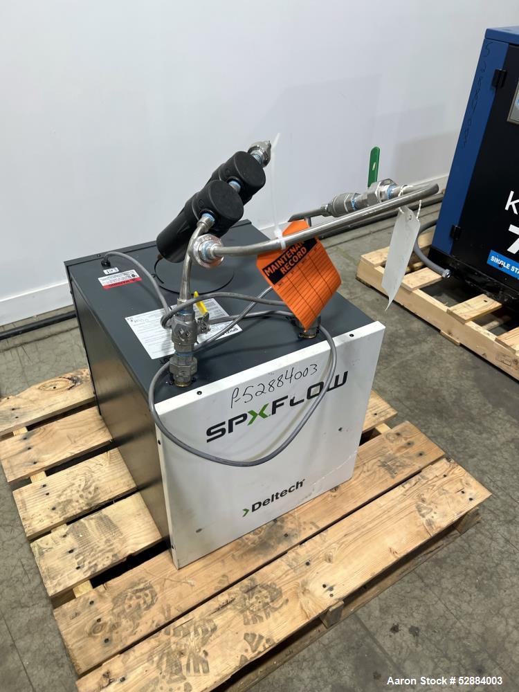 Used Kaishan Deltech Single Stage Rotary Air Compressor, Model KRSB-7.5. 24CFM. Driven by a 5.5kw (7.5hp) 3/60/208-230/460v 3540rpm motor. Rated 125 psi discharge pressure, Serial# 407682, built 2022...