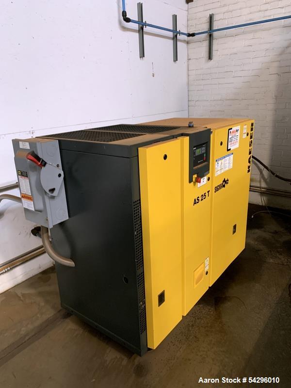 Used Kaesar 25hp Rotary Screw Air Compressor With Integrated Dryer, Model AS 25 T.  Serial # 2500, Built 2008.