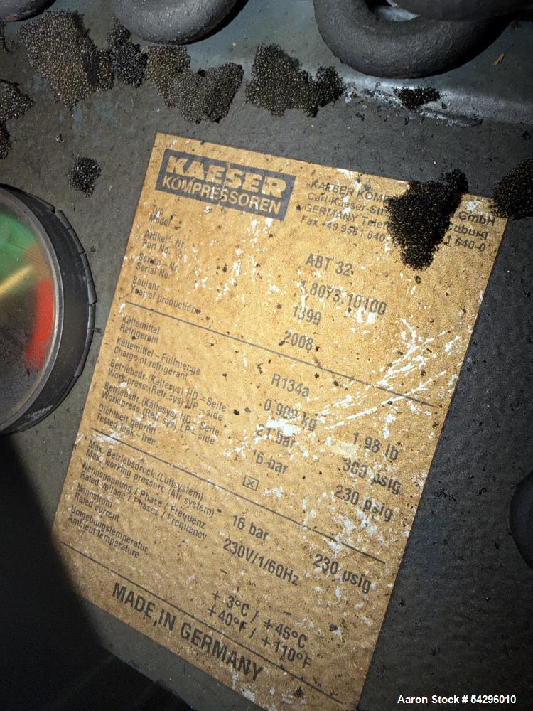 Used Kaesar 25hp Rotary Screw Air Compressor With Integrated Dryer, Model AS 25 T.  Serial # 2500, Built 2008.