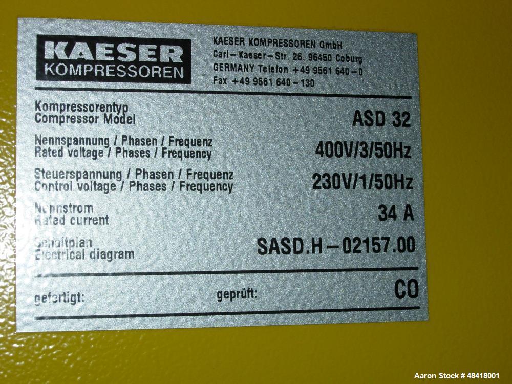 Used Kaeser Screw Compressor, Model ASD 32. 18,5 KW