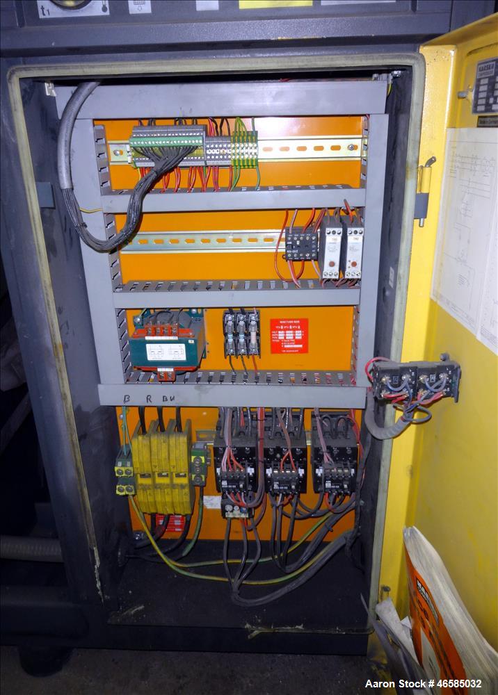 Used Kaeser Air Cooled Rotary Screw Compressor, Model BS51. Approximate 182 cfm at 125 psi. Driven by a 40hp, 3/60/440-480 volt, 1765 rpm motor. Includes Kaeser controls. Skid mounted. 31,518 Hours. ...