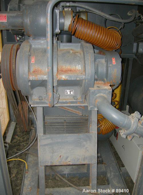 USED: Kaeser stationary rotary screw compressor, model DS140, aircooled. Capacity approximately 520 cfm at 110 psi. Driven by a 100 hp,3/60/460 volt motor. Unit includes a control panel. Skid mounted...